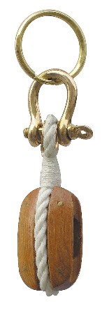 Porte-clé - Poulie de voilier en bois - simple - manille en laiton -  décoration marine, LORDS Porte-clés marin & Porte-clés flottants -  Décoration marine