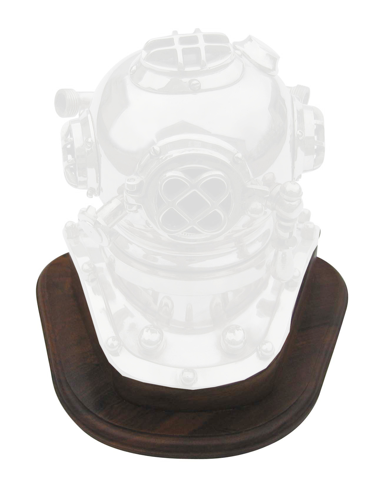 Socle en bois pour casque de scaphandrier référence CA-1173 - décoration marine