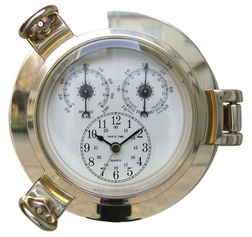 Horloge Hublot - Thermomètre et Hygromètre en laiton - mouvement à quartz - décoration marine