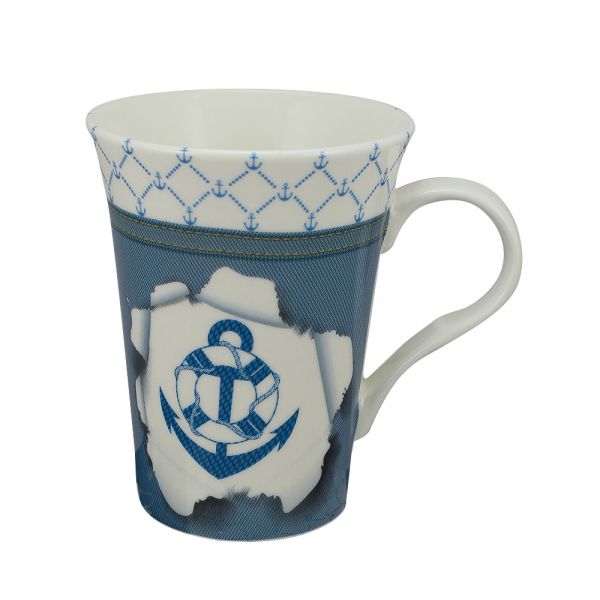 Mug - ancre  porcelaine  H: 11cm  Ø:8 5/6cm  en boîte cadeau - décoration marine