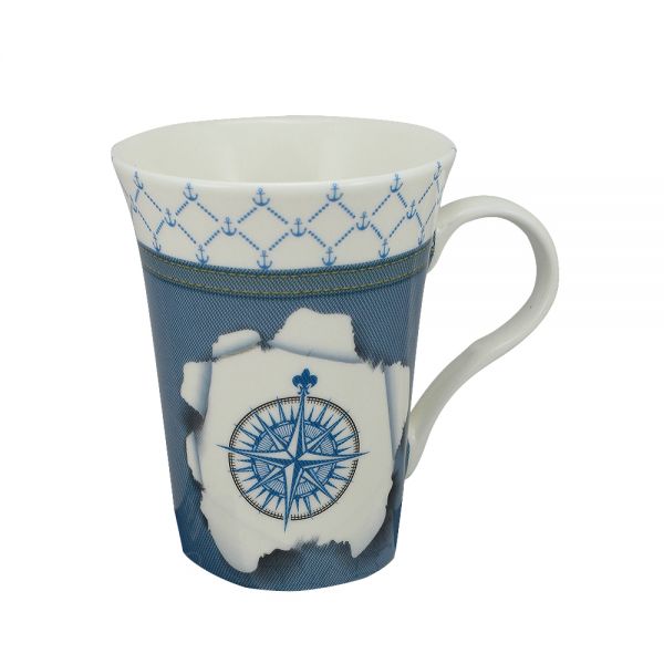 Mug - rose des vents  porcelaine  H: 11cm  Ø:8 5/6cm  en boîte cadeau - décoration marine