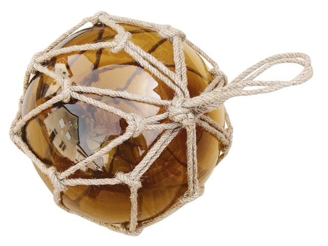 Flotteur de Pêche - ambre - verre avec filet - décoration marine