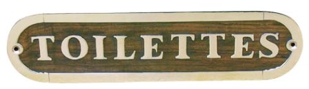 Plaque de porte - TOILETTES en bois-laiton - décoration marine