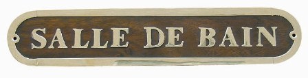 Plaque de porte - SALLE DE BAIN en bois-laiton - décoration marine