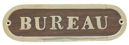 Plaque de porte - BUREAU en bois-laiton - décoration marine