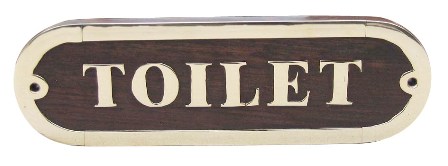 Plaque de porte - TOILET en bois-laiton - décoration marine