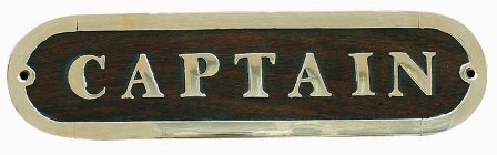 Plaque de porte - CAPTAIN en bois-laiton - décoration marine
