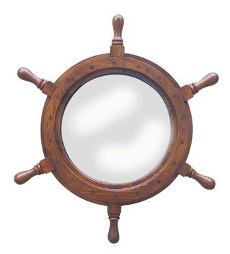 Miroir - Barre à Roue en bois - décoration marine
