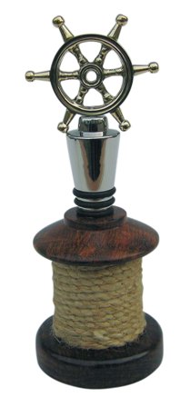 Bouchon bouteille - barre à roue en bois-laiton partiellement argenté - décoration marine