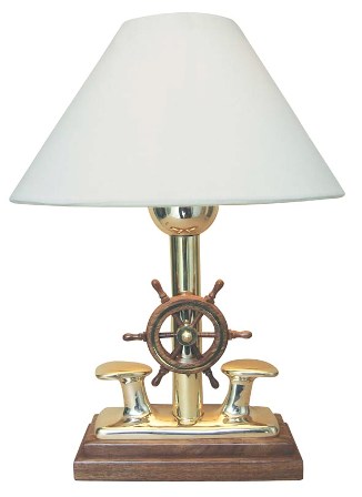 Lampe marine en forme de Bitte d\'amarrage avec barre à roue - décoration marine