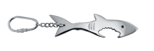 Porte-clé - Requin décapsuleur  laiton nickelé  L: 15 5/11cm - décoration marine