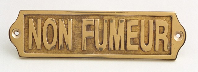 Plaque de porte en laiton avec motif  NON-FUMEUR  - décoration marine