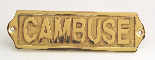 Plaque de porte en laiton avec motif  CAMBUSE  - décoration marine