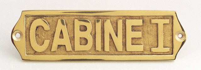 Plaque de porte en laiton avec motif  CABINE I  - décoration marine