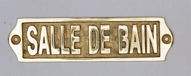 Plaque de porte en laiton avec motif  SALLE de BAIN  - décoration marine
