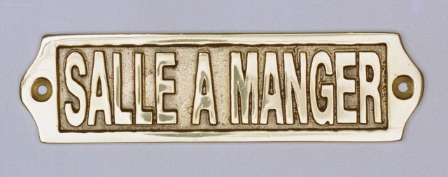 Plaque de porte en laiton avec motif  SALLE A MANGER  - décoration marine