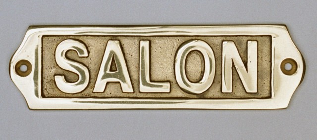Plaque de porte en laiton avec motif  SALON  - décoration marine