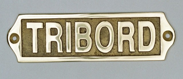 Plaque de porte en laiton avec motif  TRIBORD  - décoration marine