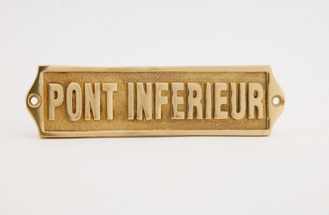 Plaque de porte en laiton avec motif  PONT INFERIEUR  - décoration marine